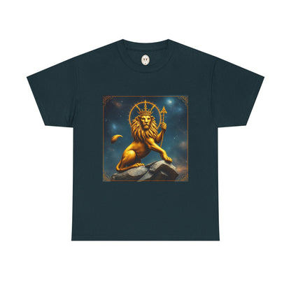 Unisex Heavy Cotton T-Shirt, King of Lions, Leo Zodiac Design