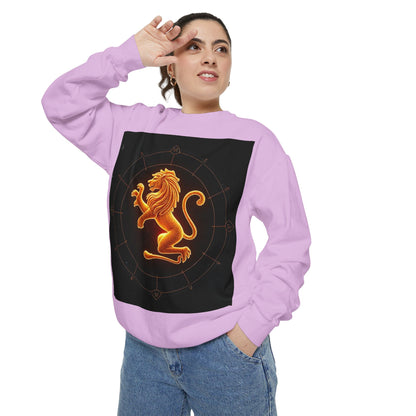 Garment-Dyed Sweatshirt, Unisex, Space Animal Design v1, Leo