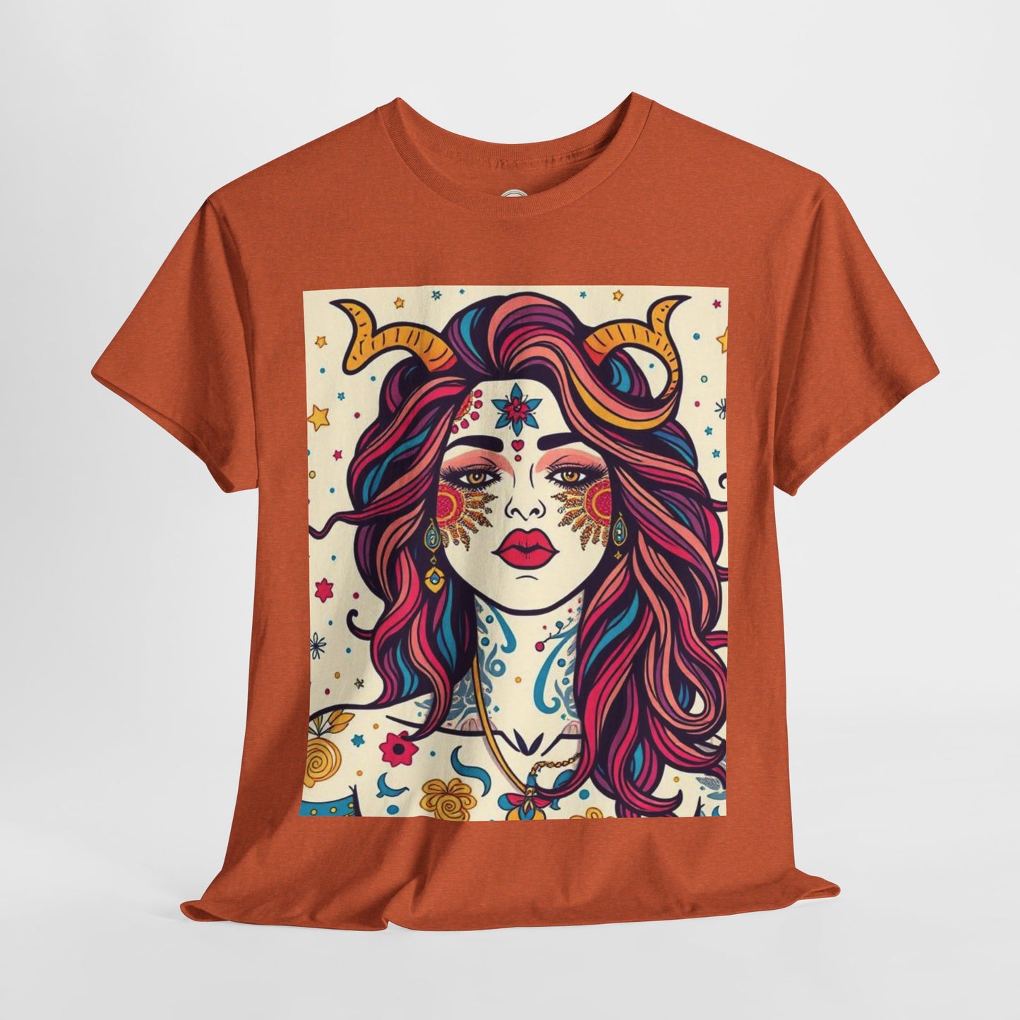Unisex Heavy Cotton T-Shirt, Virgo, Zodiac v3, Sexy Art