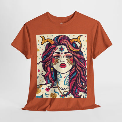 Unisex Heavy Cotton T-Shirt, Virgo, Zodiac v3, Sexy Art