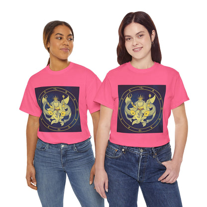 Unisex Heavy Cotton T-Shirt, King of Pisces, Zodiac Design