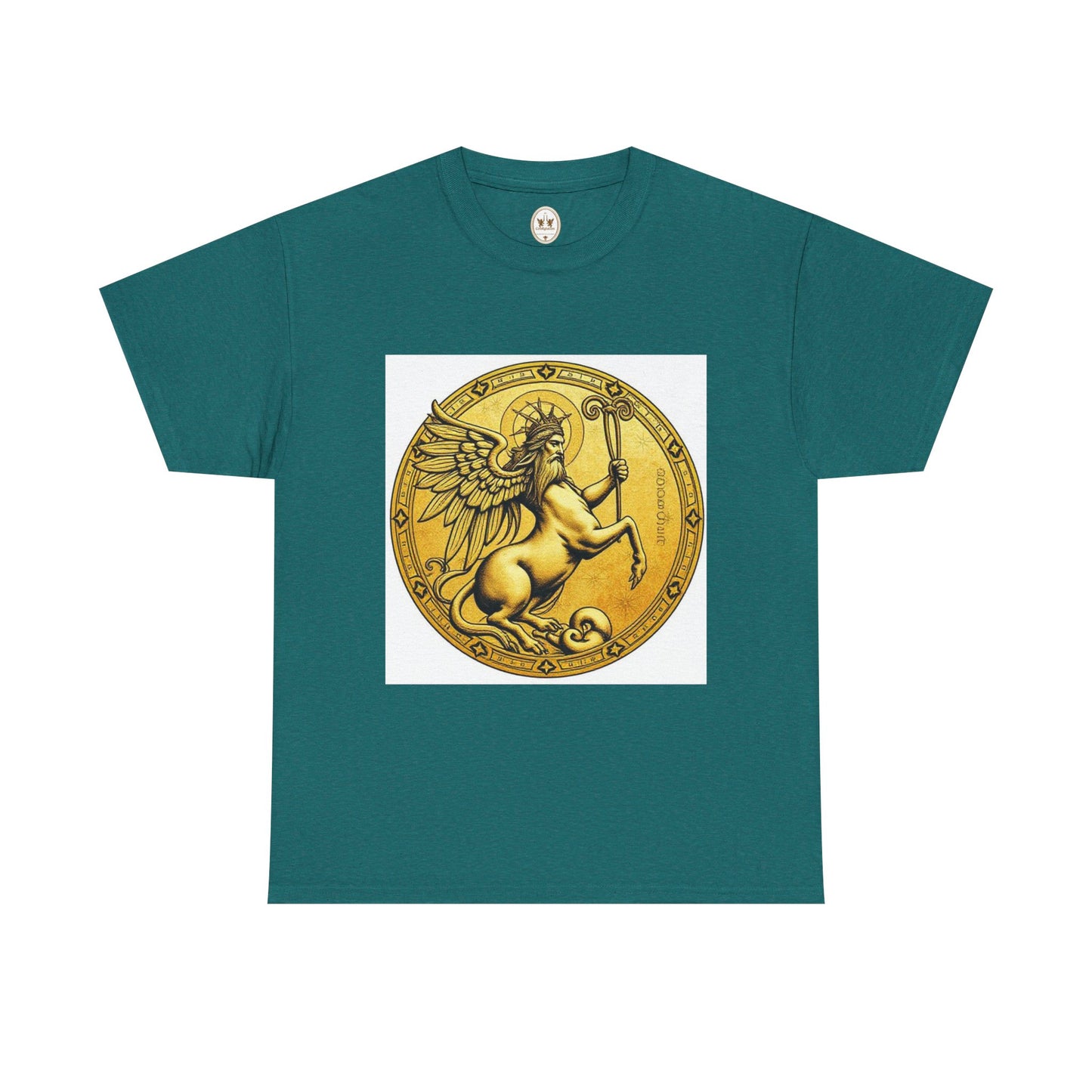 Unisex Heavy Cotton T-Shirt, Golden Angel Coin, Virgo Zodiac Design