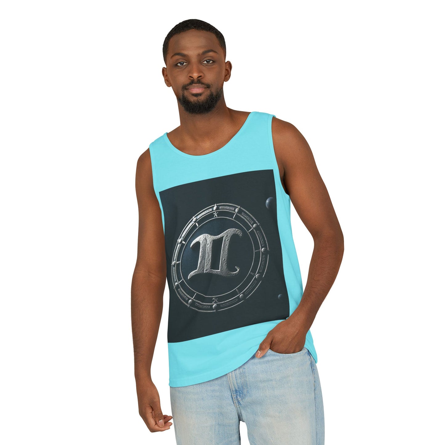 Unisex Garment-Dyed, Tank Top, Gemini Design, Space Symbol v1, 100% US cotton