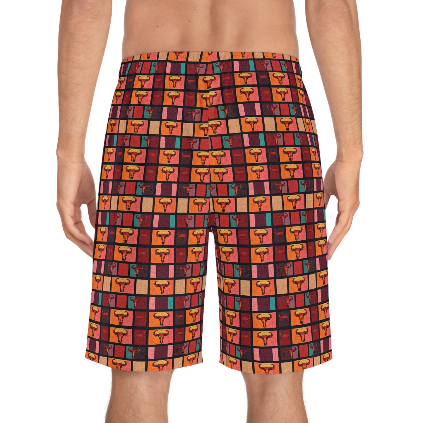 Men's Board Shorts, (AOP), Taurus, Zodiac v2, Shape Pattern