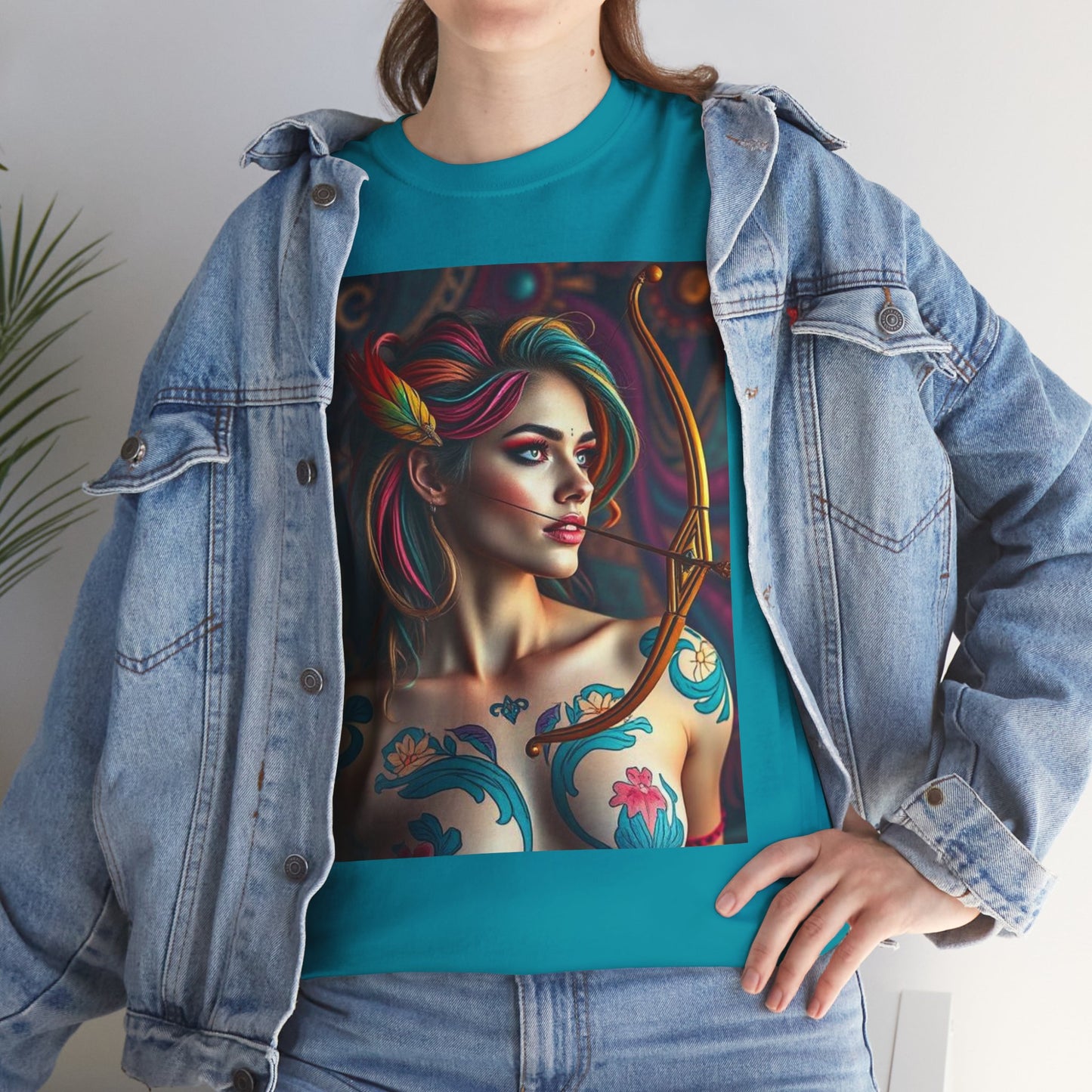 Unisex Heavy Cotton T-Shirt, Sagittarius, Zodiac v1, Sexy Art