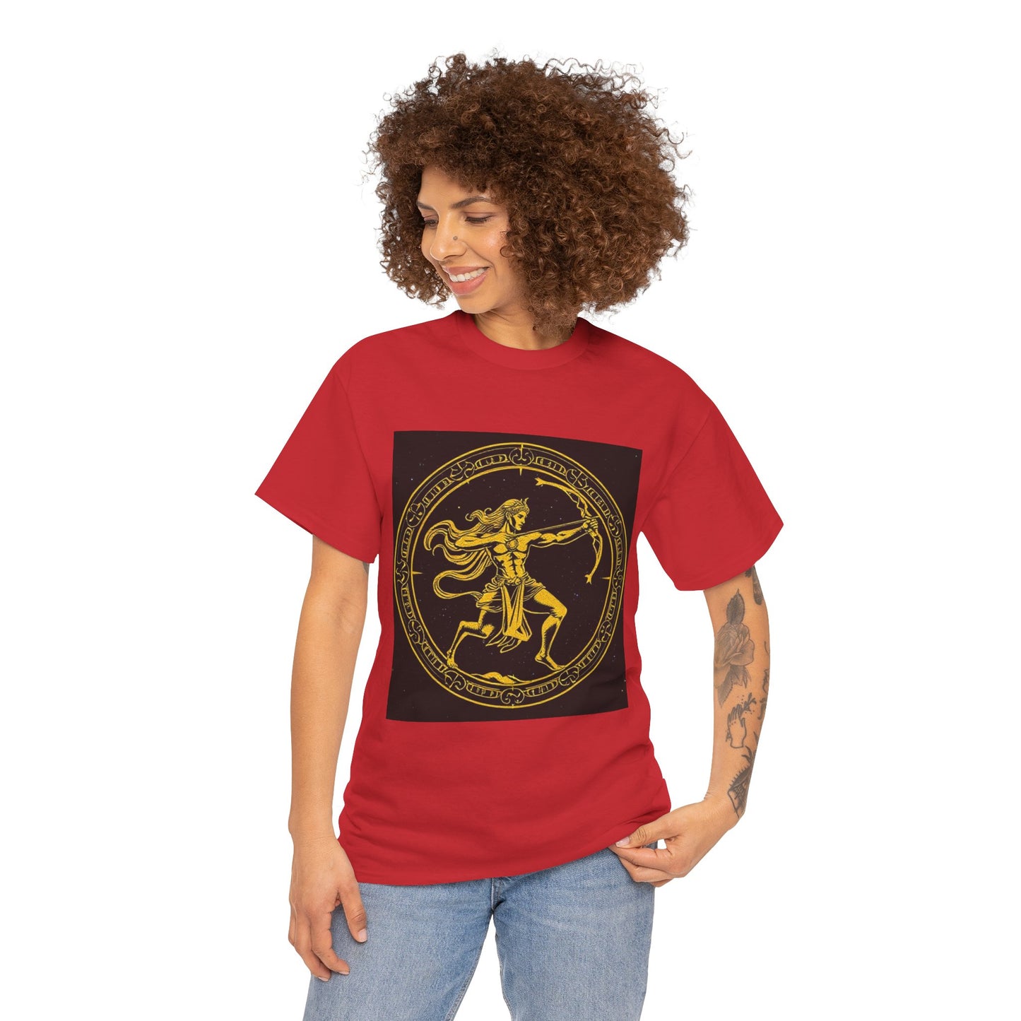 Unisex Heavy Cotton T-Shirt, Mythical Faun/Satyr, Sagittarius Zodiac Design