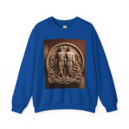 Unisex Heavy Blend™ Crewneck Sweatshirt, Stone Twins, Gemini Zodiac Design