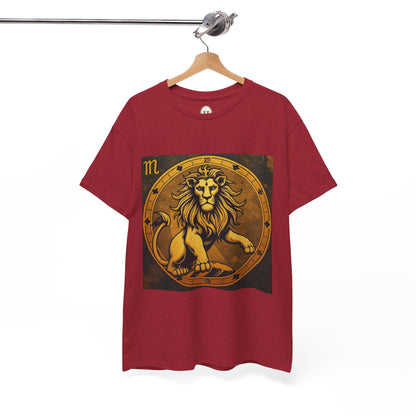 Unisex Heavy Cotton T-Shirt, Gold Lion v1, Leo Zodiac Design