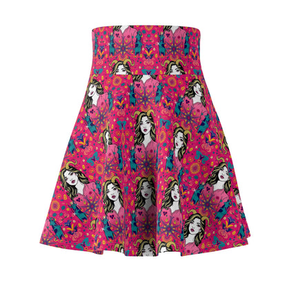 Women's Skater Skirt, (AOP), Capricorn, Zodiac v4, Sexy Pattern