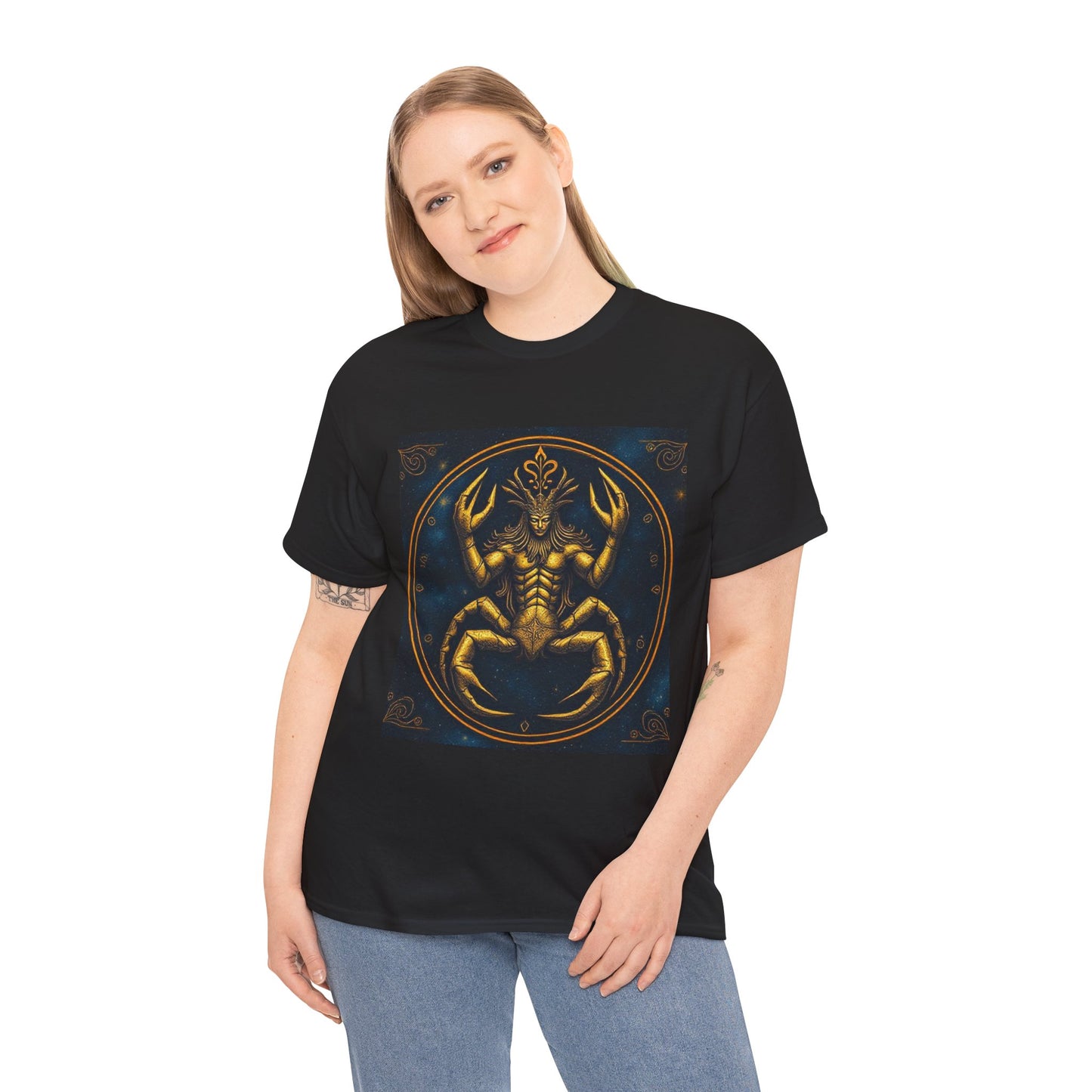 Unisex Heavy Cotton T-Shirt, Scorpion King, Cancer Zodiac Design