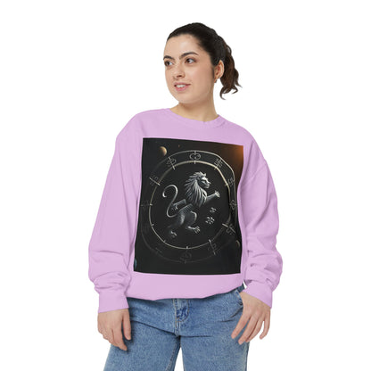 Garment-Dyed Sweatshirt, Unisex, Space Animal Design, Leo