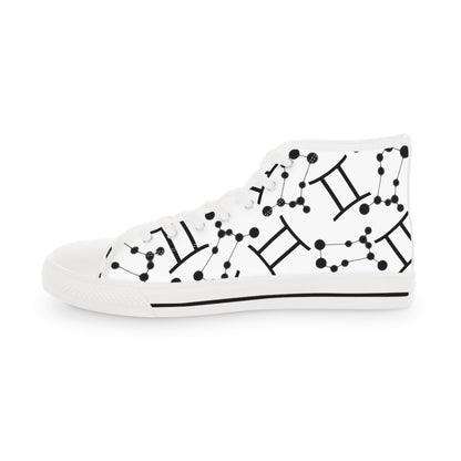 Men's High Top Sneakers, Breathable polyester canvas, Gemini Zodiac Design