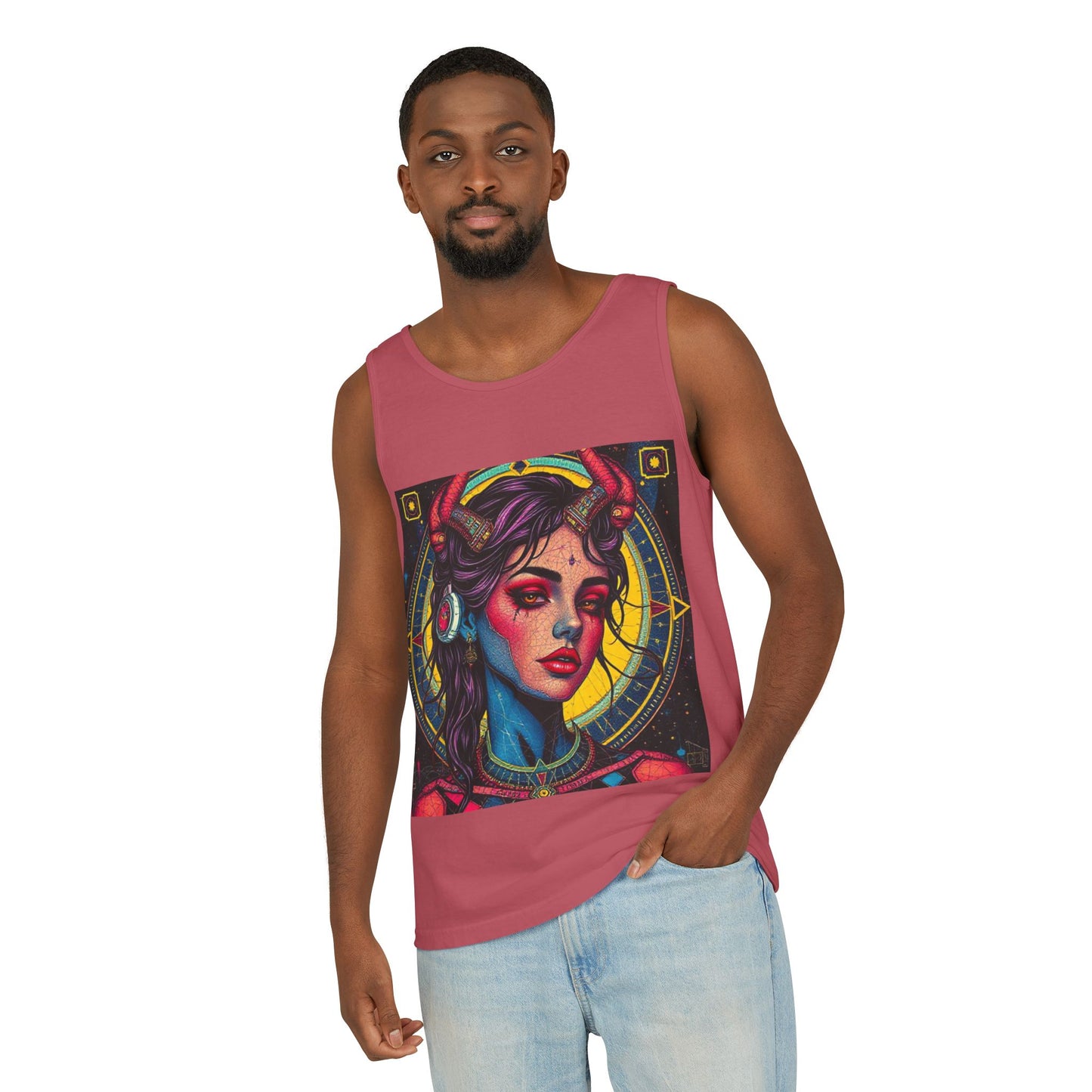 Unisex Garment-Dyed, Tank Top, Scorpio Design, Pop Art, 100% US cotton