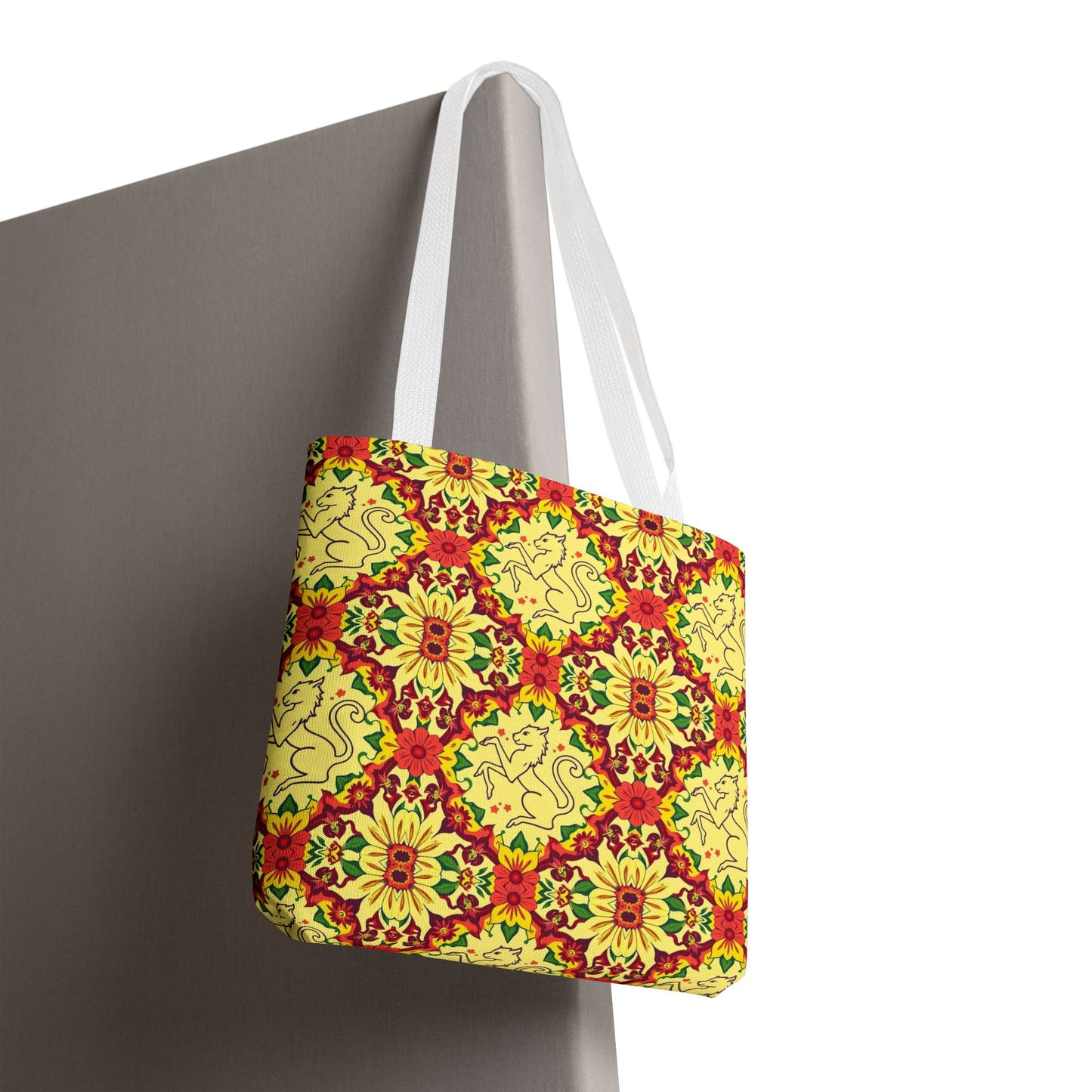 Tote Bag, (AOP), Virgo, Zodiac, Flower Pattern