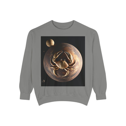 Garment-Dyed Sweatshirt, Unisex, Space Animal Design v1, Cancer