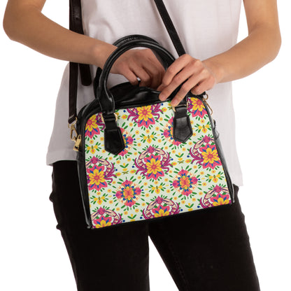 Shoulder Handbag, Cancer, Zodiac v1, Flower Pattern