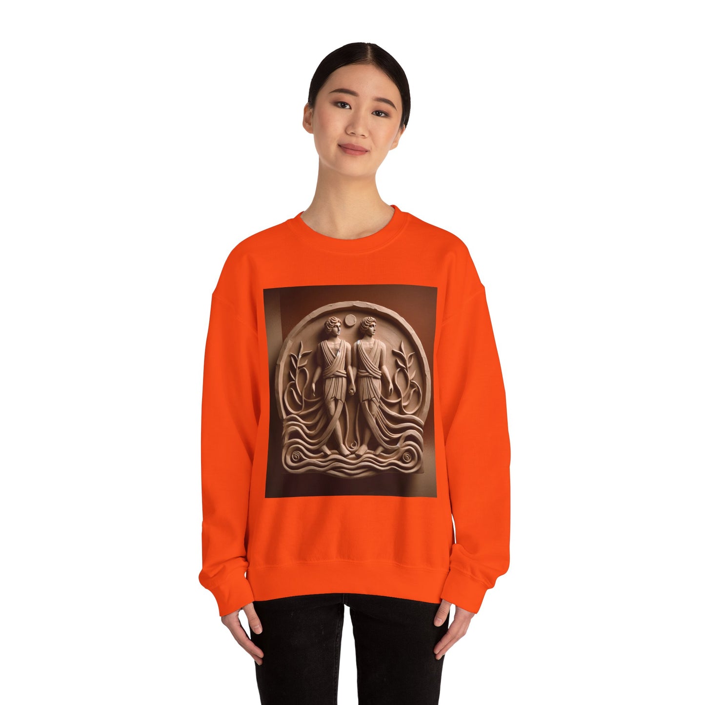 Unisex Heavy Blend™ Crewneck Sweatshirt, Stone Twins, Gemini Zodiac Design