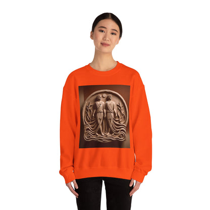 Unisex Heavy Blend™ Crewneck Sweatshirt, Stone Twins, Gemini Zodiac Design