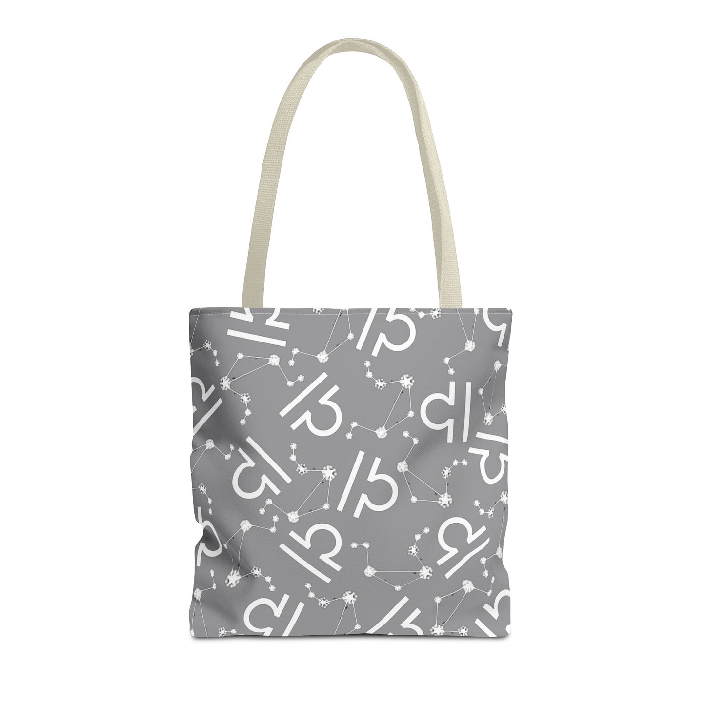 Tote Bag, Libra Zodiac Sign, AOP, (Grey, White)
