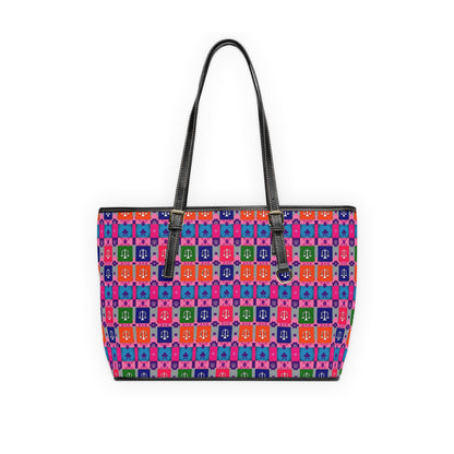 Leather Shoulder Bag, Libra, Zodiac, Shapes Pattern