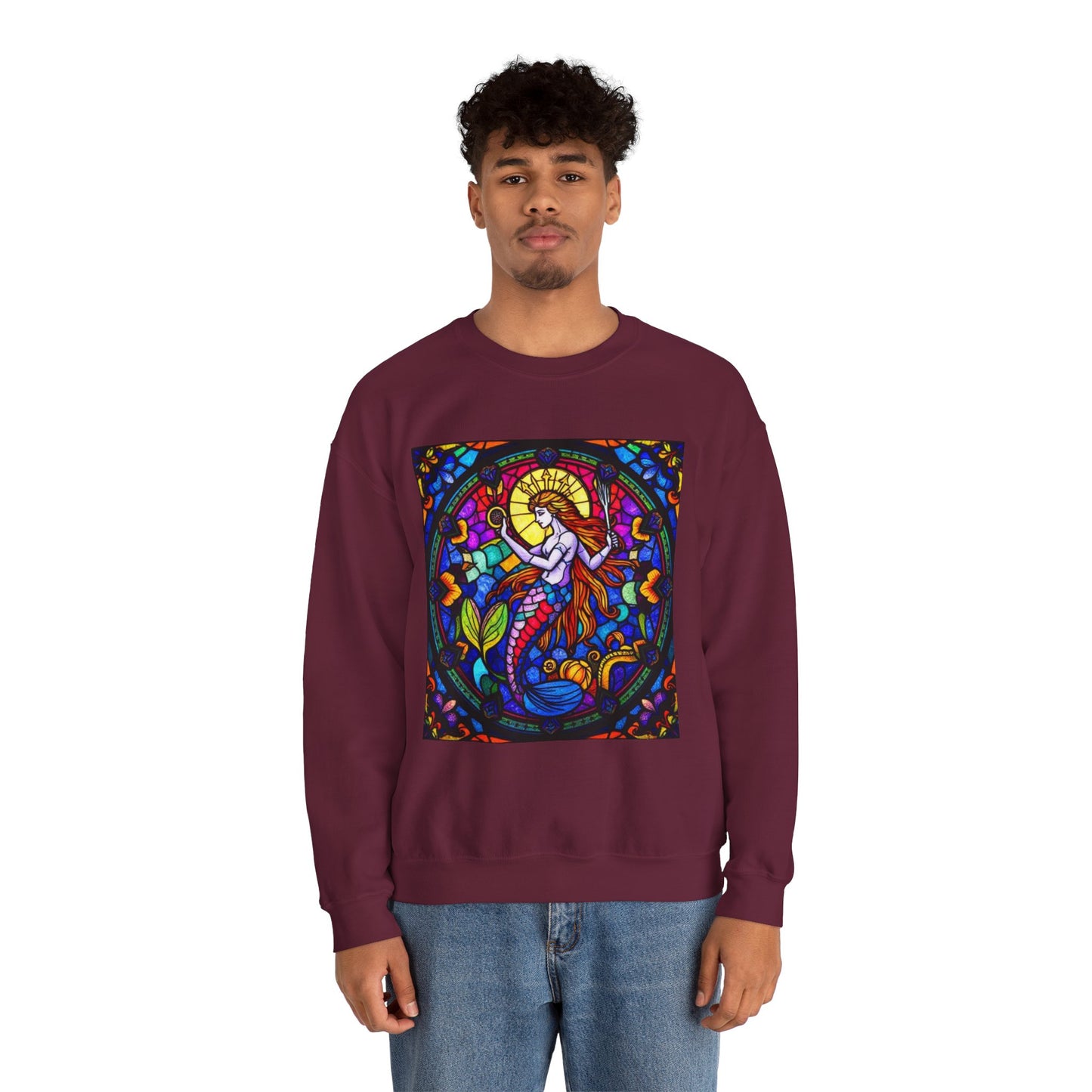 Unisex Heavy Blend™ Crewneck Sweatshirt, Glass 1, Aquarius Zodiac Design