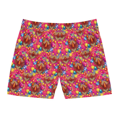 Men's Mid-Length Swim Shorts, (AOP), Scorpio, Zodiac v3, Bubble Pattern
