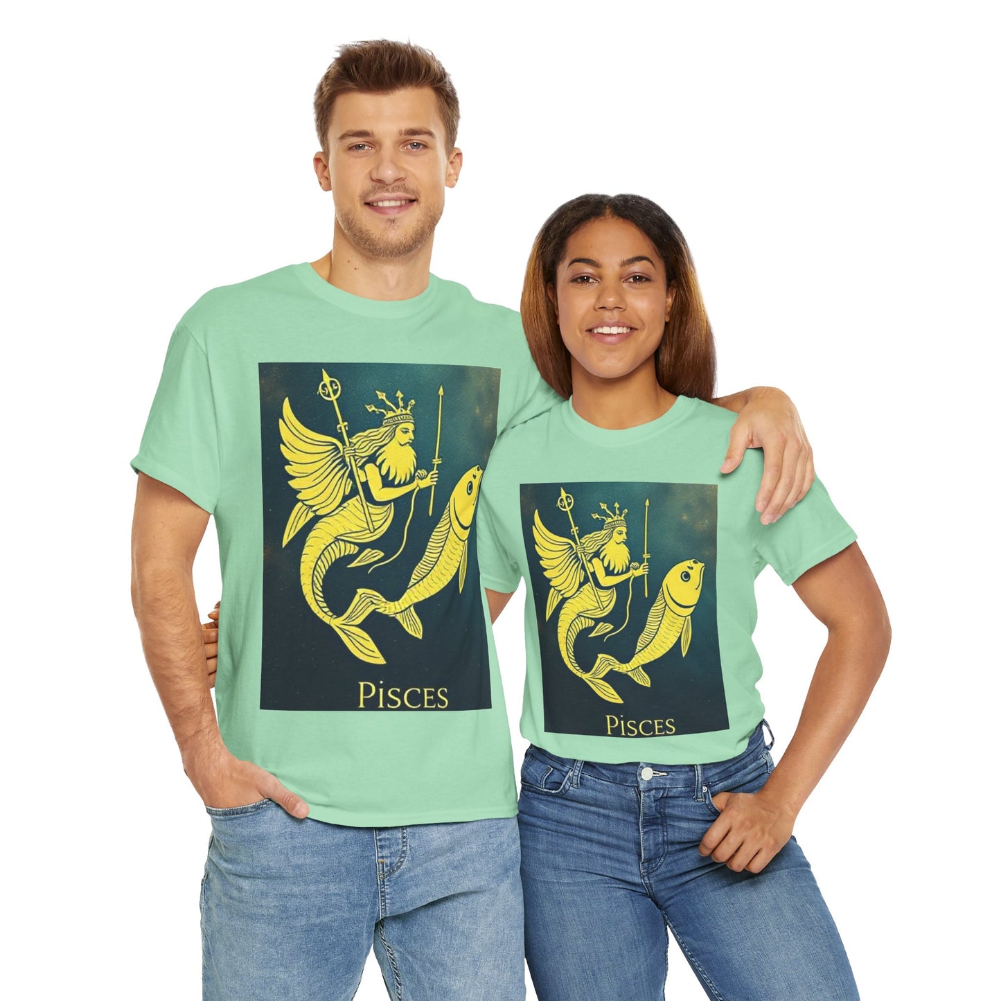 Unisex Heavy Cotton T-Shirt, Pisces Quuen v1, Zodiac Design