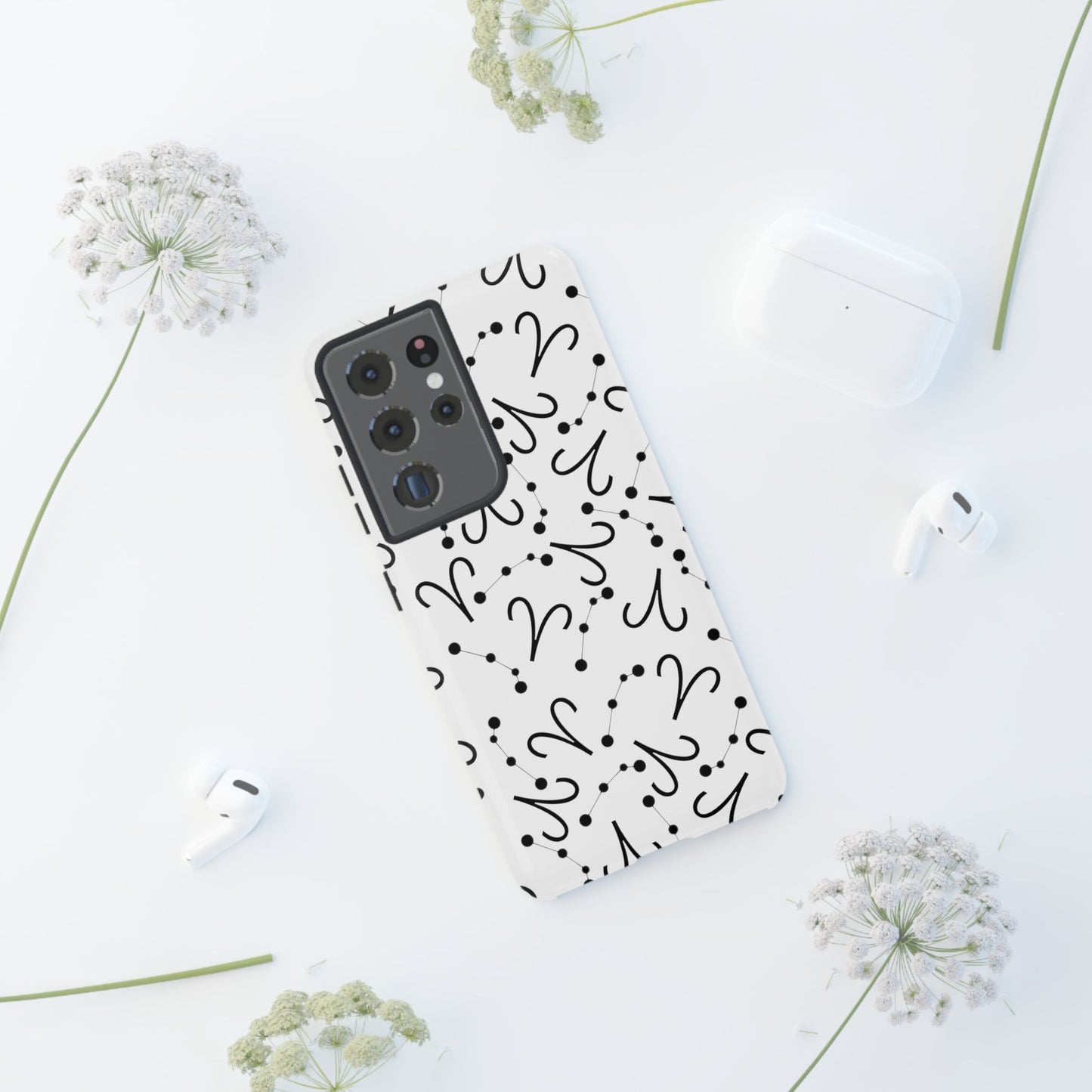 Tough Cases with the Aries Zodiac sign for iPhone, Samsung Galaxy, and Google Pixel devices