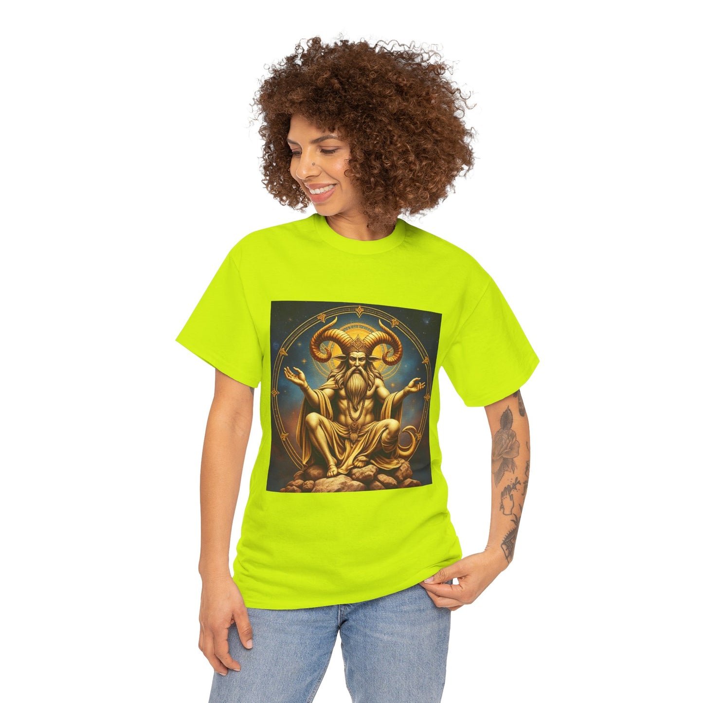 Unisex Heavy Cotton T-Shirt, On The Throne, Taurus Zodiac Design