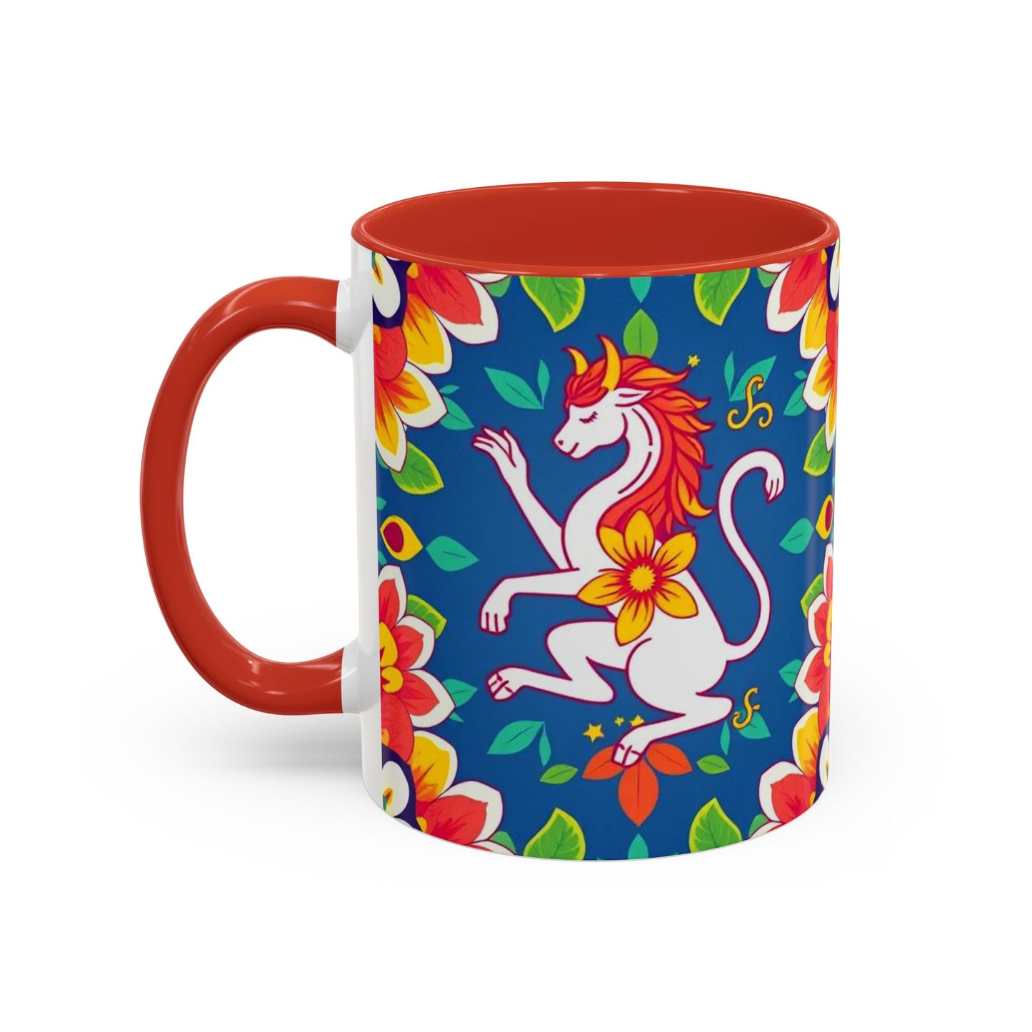 Accent Coffee Mug, Virgo, Zodiac v3. Flower Pattern, (11, 15oz)
