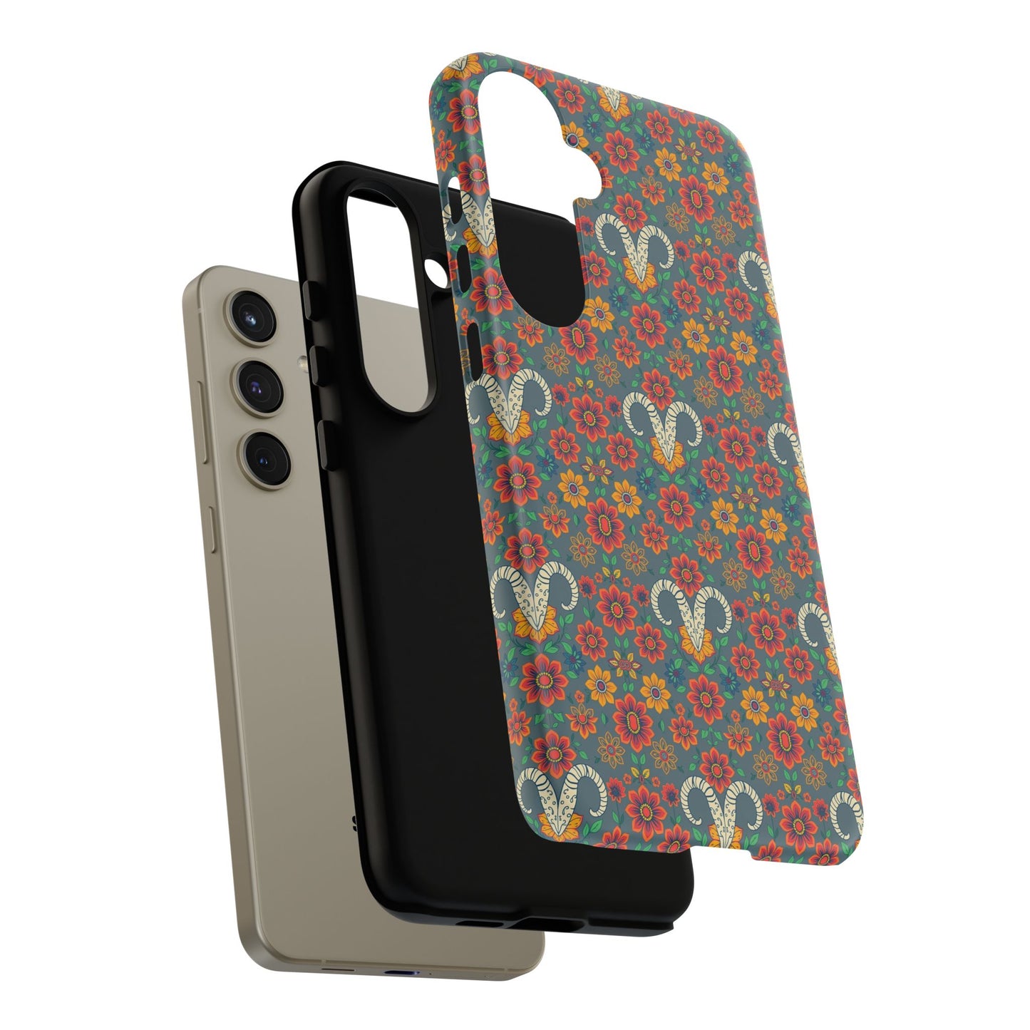 Tough Cases, Aries, Zodiac v3, Flower Pattern
