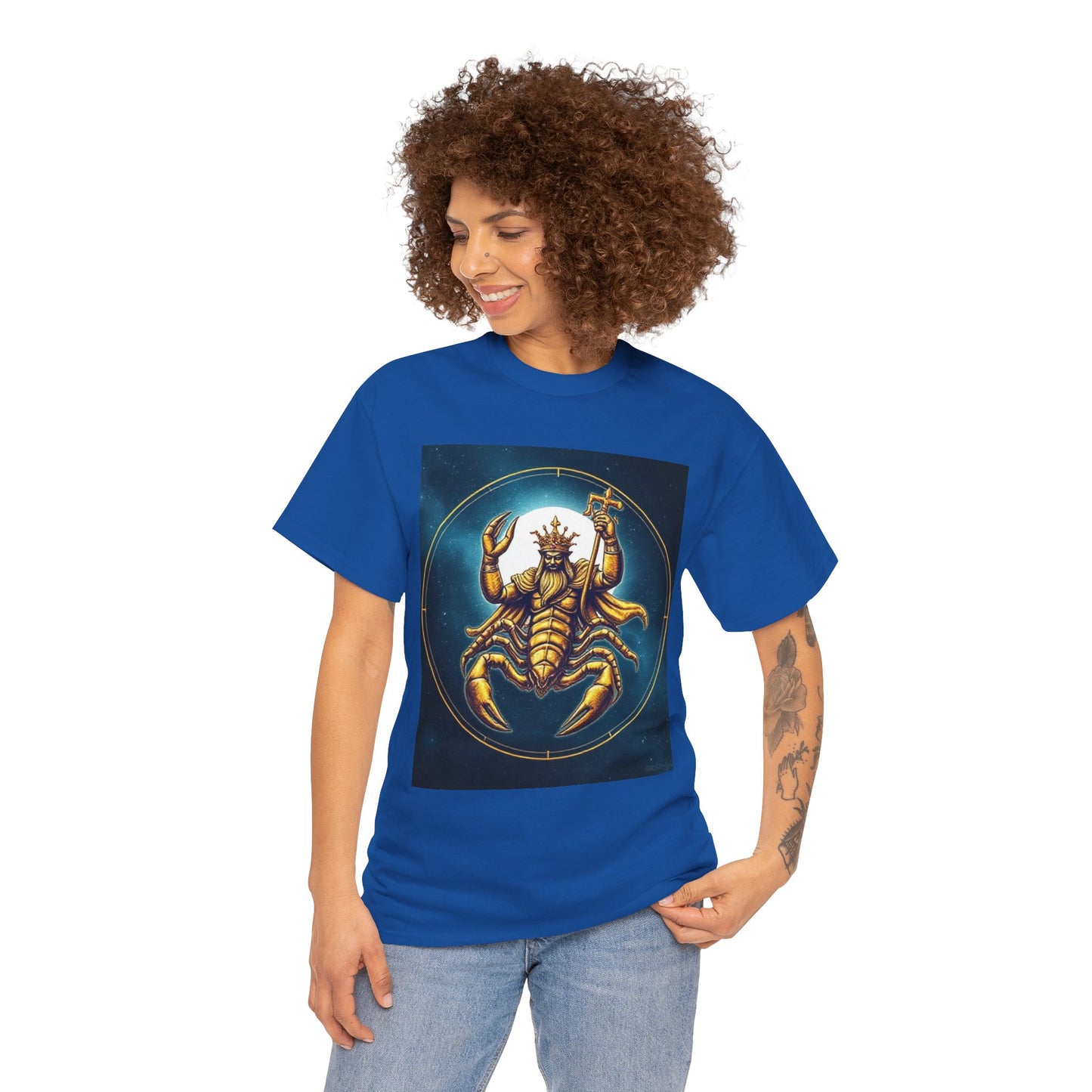 Unisex Heavy Cotton T-Shirt, Moon v1, Scorpio Zodiac Design