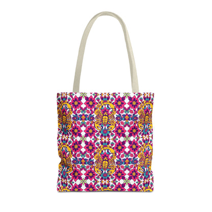 Tote Bag (AOP), Scorpio, Zodiac v1, Flower Pattern