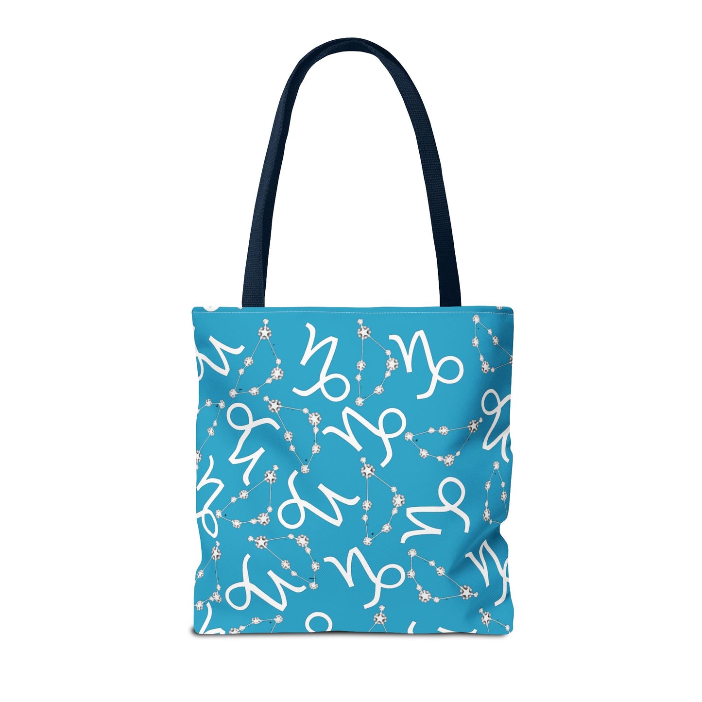 Tote Bag, Capricorn Zodiac Sign, AOP, (Turquoise, White)