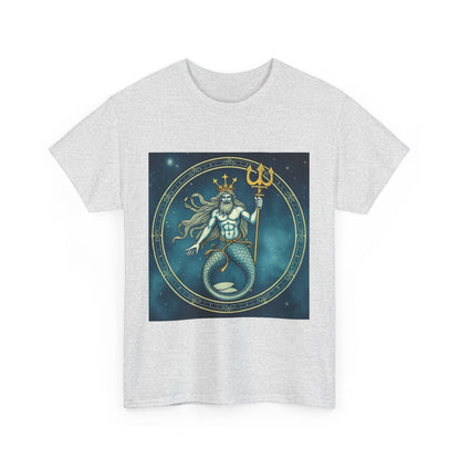 Unisex Heavy Cotton T-Shirt, Aquarius God 6v, Zodiac Design
