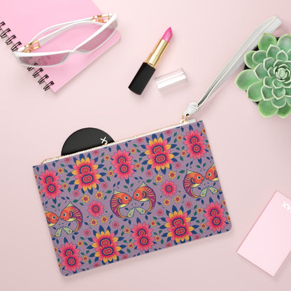 Clutch Bag, Pisces, Zodiac v2, Flower Pattern