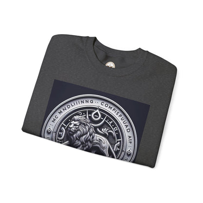 Unisex Heavy Blend™ Crewneck Sweatshirt, Lion Coin, Leo Zodiac Design