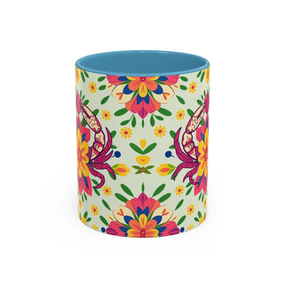 Accent Coffee Mug, Cancer, Zodiac v3, Flower Pattern, (11, 15oz)