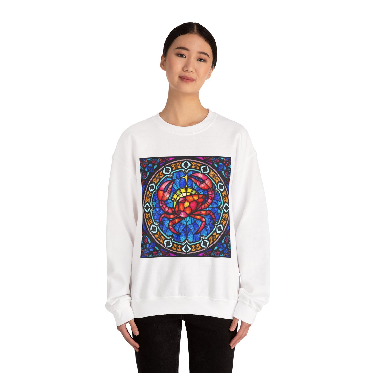 Unisex Heavy Blend™ Crewneck Sweatshirt, Glass 1, Cancer Zodiac Design