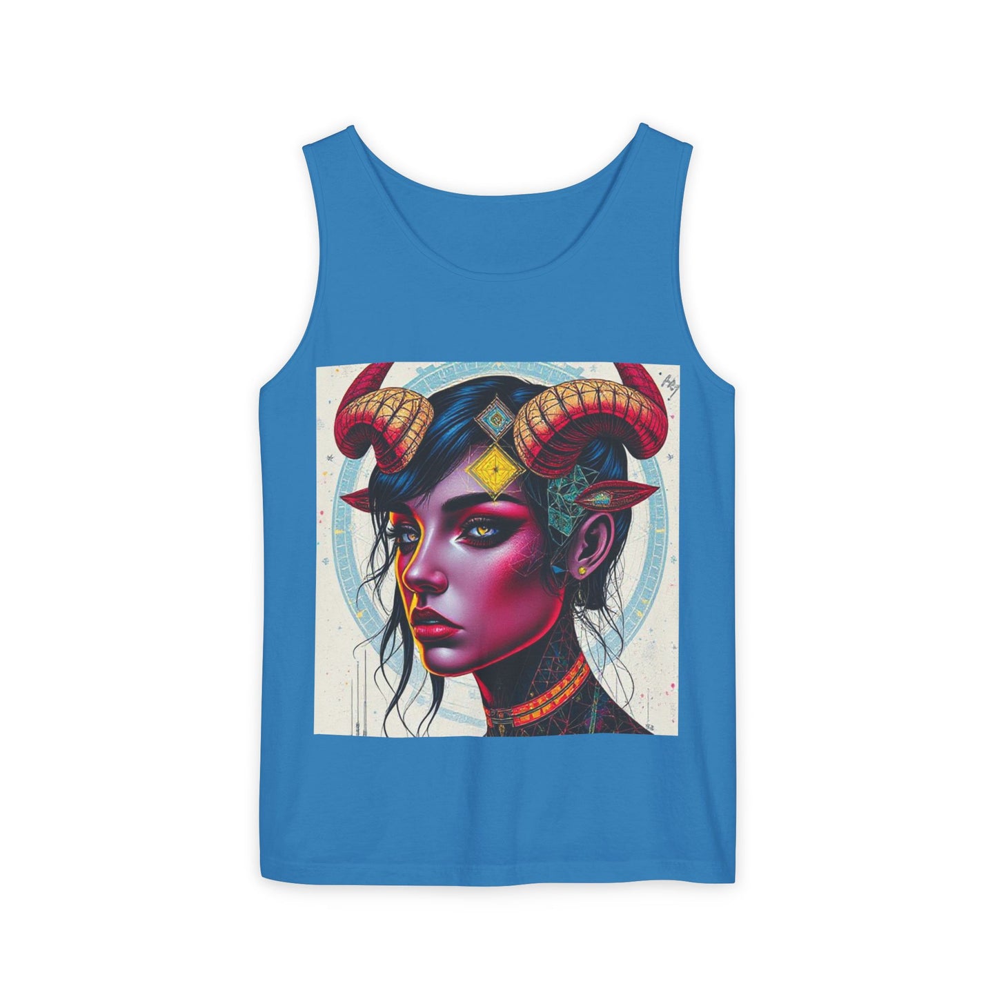Unisex Garment-Dyed, Tank Top, Taurus Design, Pop Art v2, 100% US cotton