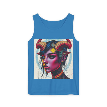 Unisex Garment-Dyed, Tank Top, Taurus Design, Pop Art v2, 100% US cotton