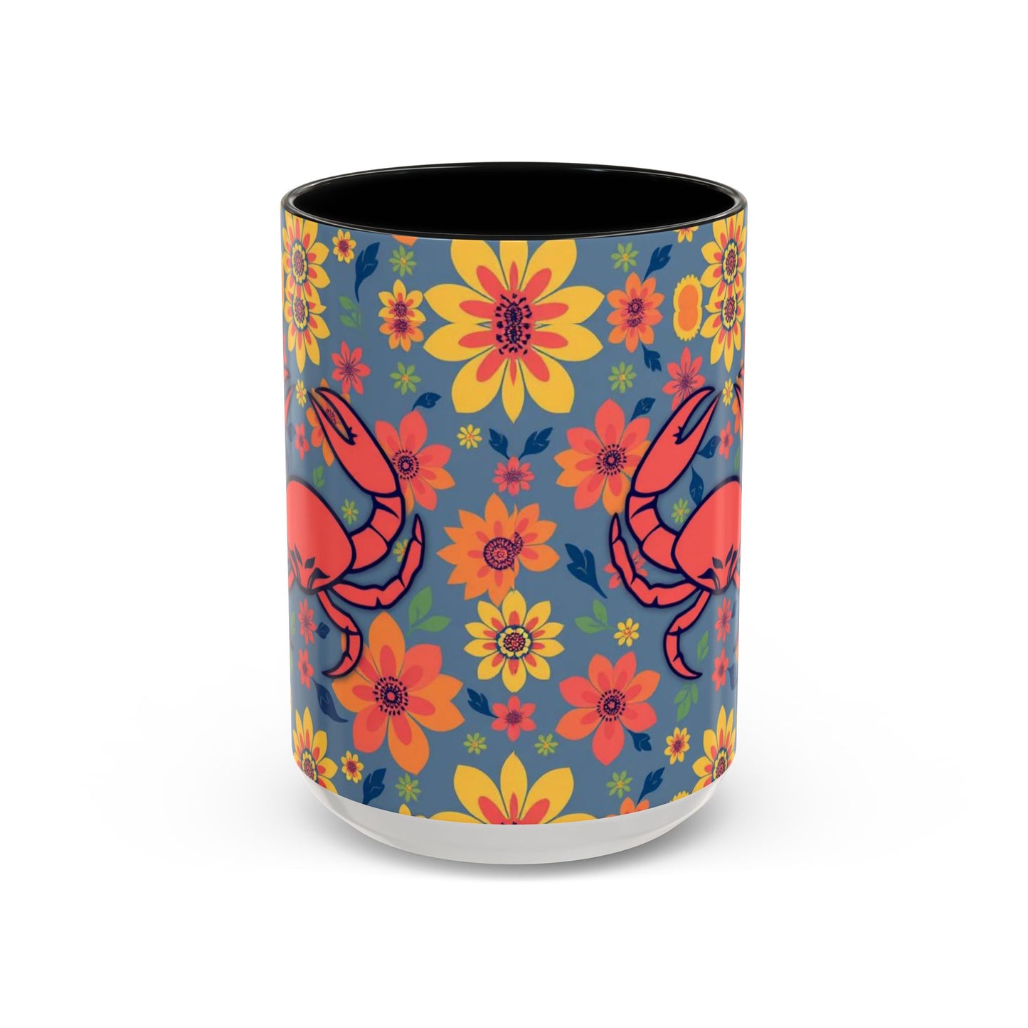 Accent Coffee Mug, Cancer, Zodiac v1, Flower Pattern, (11, 15oz)