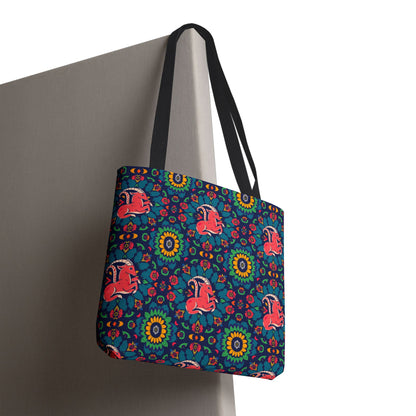 Tote Bag, (AOP), Capricorn, Zodiac v4, Flower Pattern