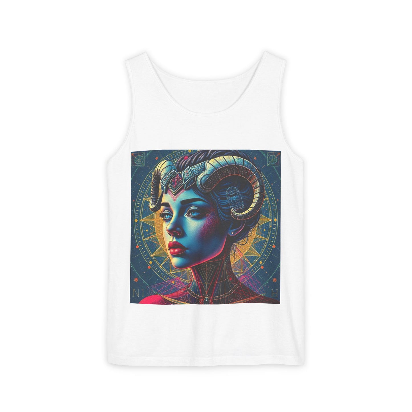 Unisex Garment-Dyed, Tank Top, Aries Design, Pop Art v1, 100% Ringspun US cotton