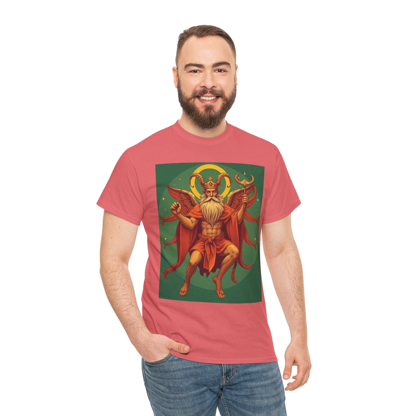 Unisex Heavy Cotton T-Shirt, Aries God 1v, Zodiac Design