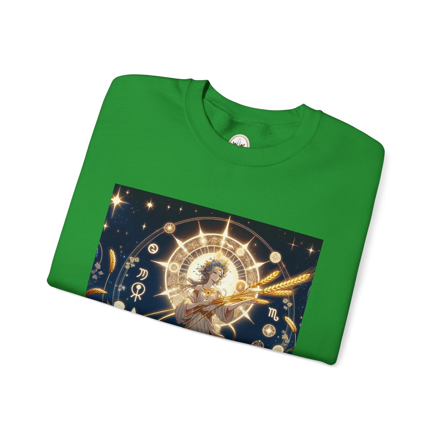 Unisex Heavy Blend™ Crewneck Sweatshirt, anime girl in wheat field, Virgo Zodiac Design