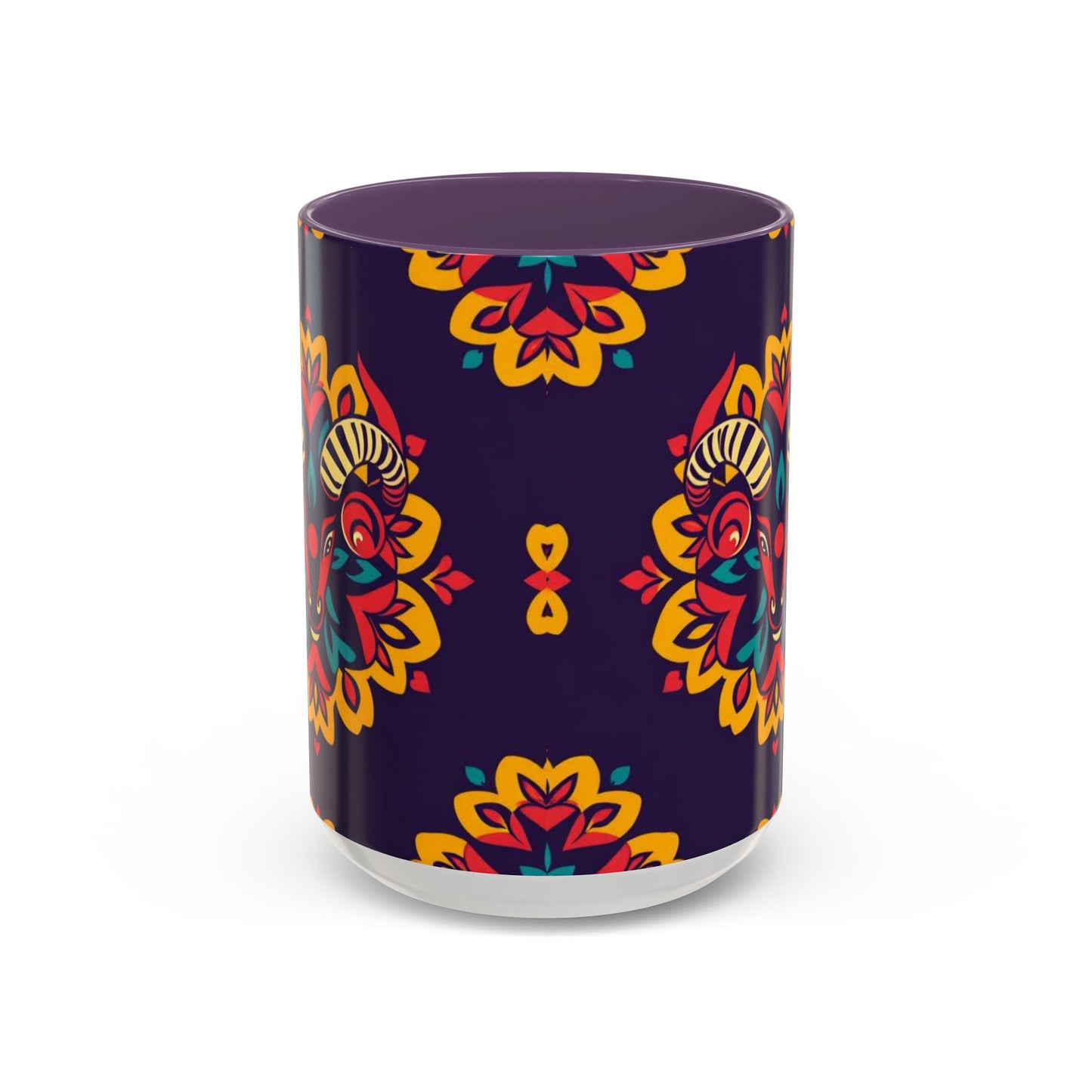 Accent Coffee Mug, Taurus, Zodiac v4. Flower Pattern, (11, 15oz)