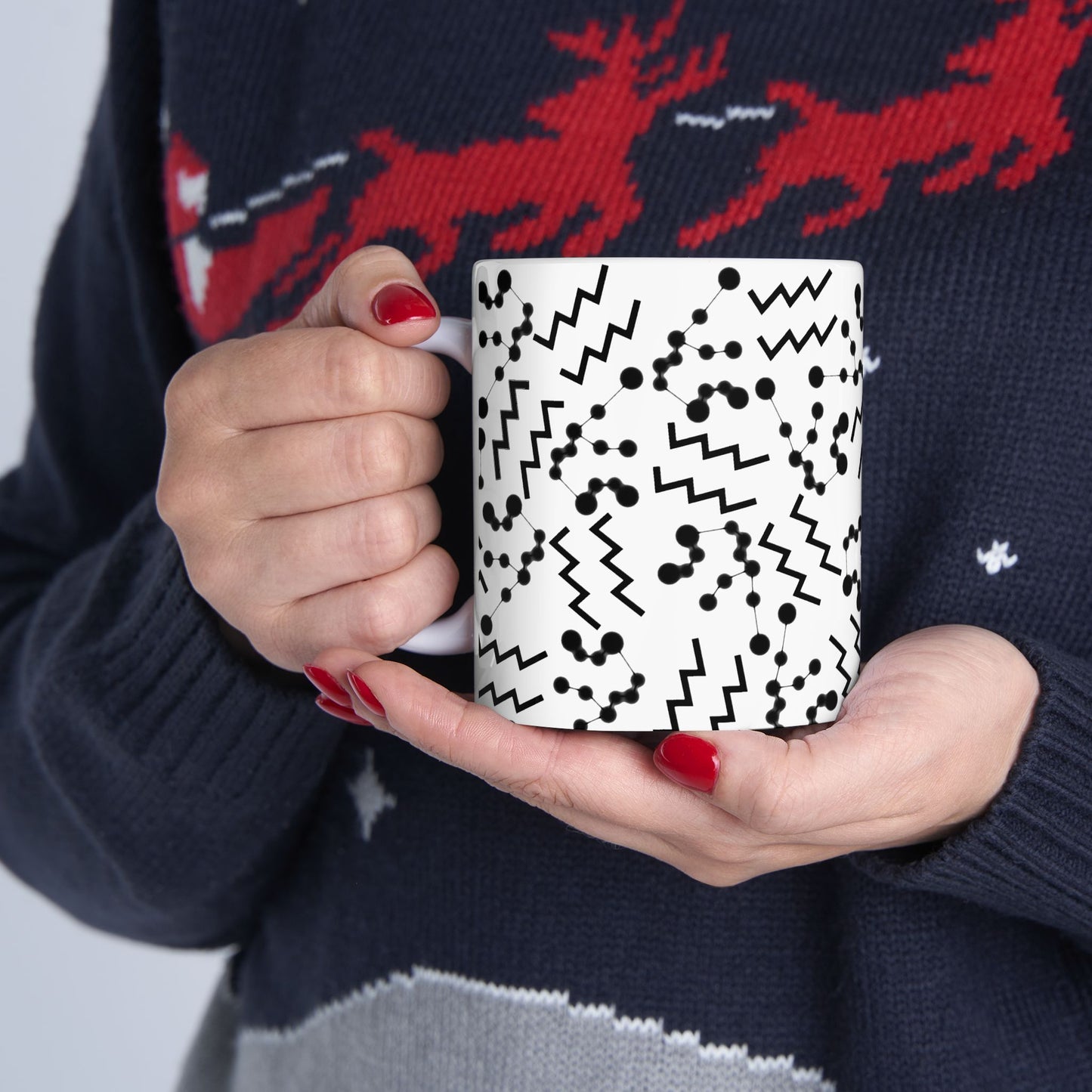 Ceramic Mug, (11oz, 15oz), Ceramic Coffee Mug, AOP, Constellation & Symbol, Aquarius Zodiac Design