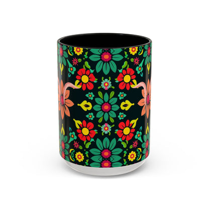 Accent Coffee Mug, Aquarius, Zodiac v4, Flower Pattern, (11, 15oz)