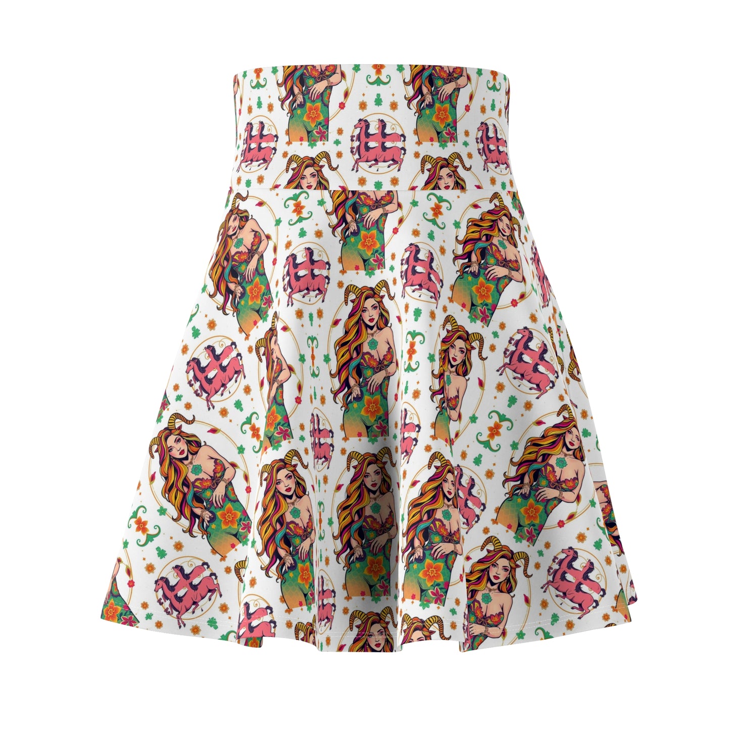 Women's Skater Skirt, (AOP), Capricorn, Zodiac v1, Sexy Pattern